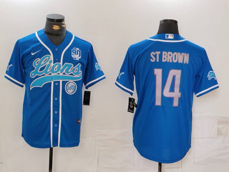 Men Detroit Lions #14 St brown Blue Second generation joint name 2024 Nike Limited NFL Jersey style 6->san diego padres->MLB Jersey